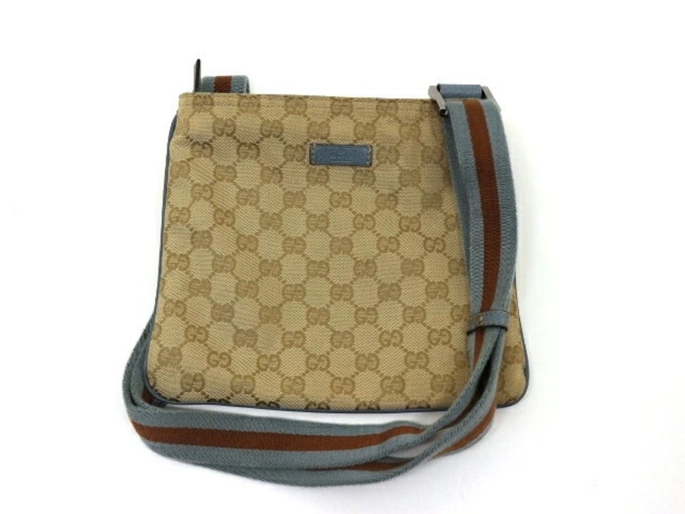 Gucci bag shoulder canvas Beige Cream brown blue